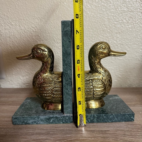 Vintage Green Marble Brass Duck Bookends MCM Elegant Decor - Picture 9 of 11